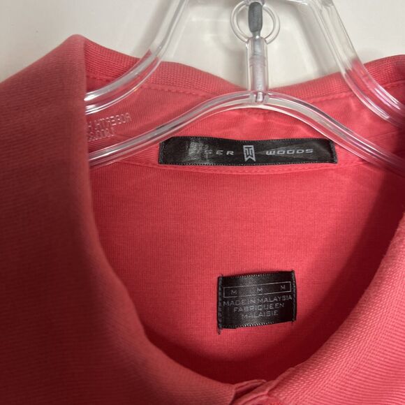 Nike Golf Tiger Woods Men’s Shirt Medium Pink Polo Snap Button Logo - Picture 6 of 9